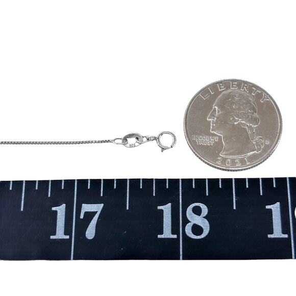 Box Link Chain Necklace | Vintage Sterling Silver 925 | 18" - Picture 3 of 4